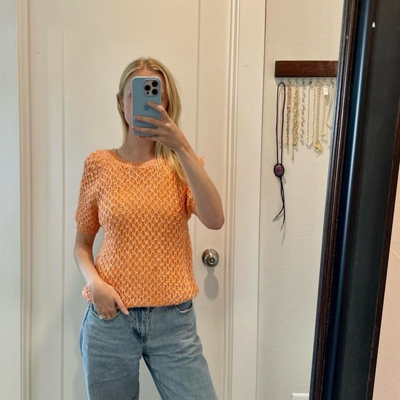 Confezioni di Lusso Women's Vintage Orange Stretchy Top Made in Italy Small - Picture 4 of 5